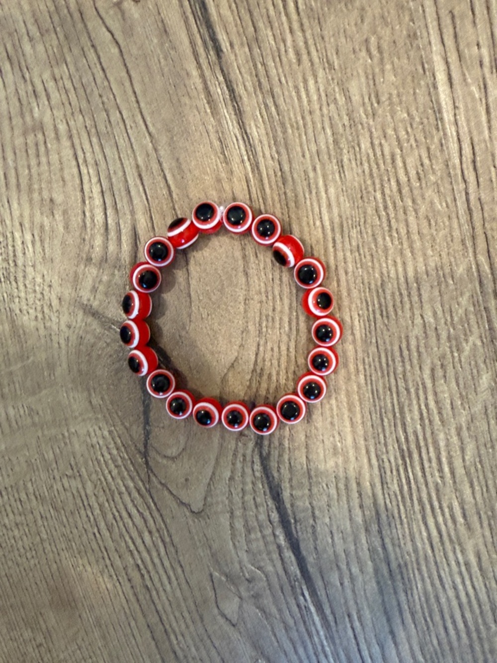 Red Evil Eye Bead Bracelet Stretch Handmade Protection Stackable